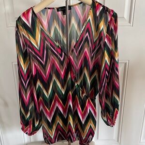 Multicolor Chevron V-Neck Blouse
